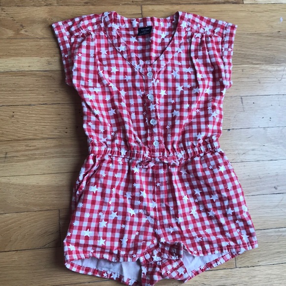 red gingham romper baby